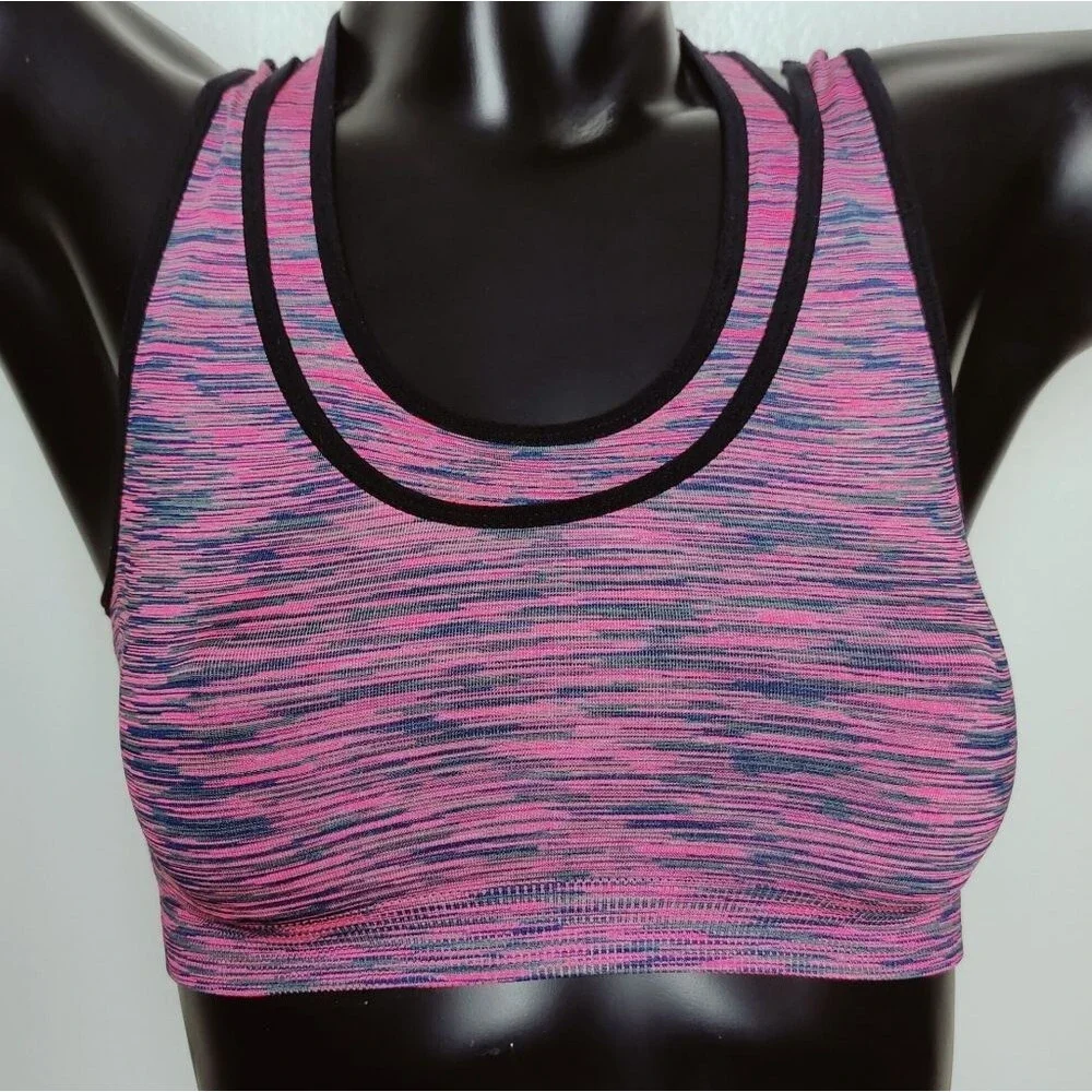 Women's Pink Seamless Double Intertwined Sports Bra, Size S
